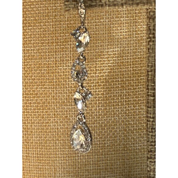 Givenchy Silver-Tone Pavé Crystal Open Pear Linear Drop Earrings - Picture 5 of 16